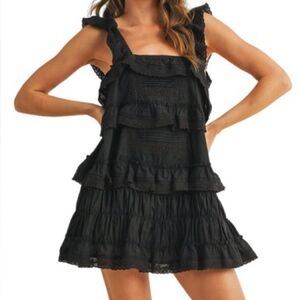 BNWT Klesis Black Tiered Lace Floral Embroidered Romper